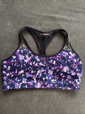 Fabletics Purple Camo Racerback Sports Bra